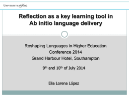 Reflection as a key learning tool in ab initio language delivery