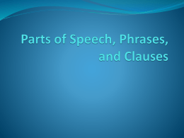Parts of Speech, Phrases, and Clauses