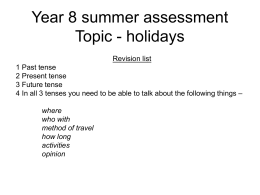 Year 8 summer assessment Topic