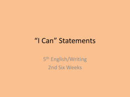 *I Can* Statements