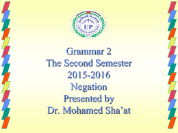 Grammar 2 12th meeting Negation