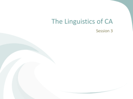 The Linguistics of CA