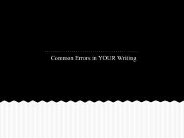Common Errors in Your Writing