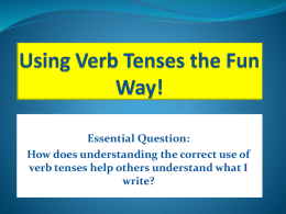 Using Verb Tenses the Fun Way! Essential Question