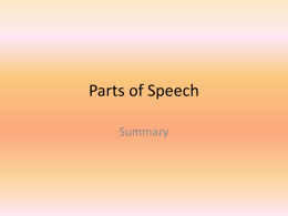 Parts of Speech - Gordon State College