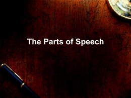 The Parts of Speech - New Lenox School District 122