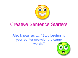 Creative Sentence Starters - Carleton Community High School