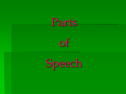 Parts of Speech Presentation - Garnet Valley School District