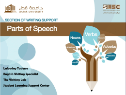 Parts of Speech - Qatar University Writing Lab