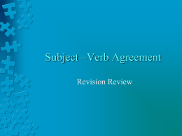 Subject *Verb Agreement - Belle Vernon Area School District