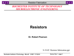 Diodes, Resistors and Capacitors - RIT - People