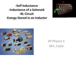 1 Inductance, RL Circuits, Energy Stored in an Inductor