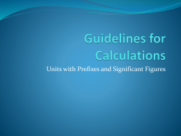Guidelines for Calculations