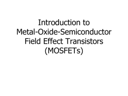 MOSFETs - The Toppers Way