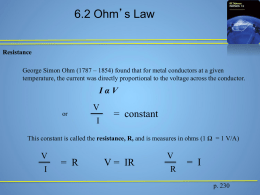 Ohm`s Law - Edvantage Science