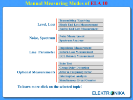 Manual Measuring Modes