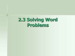 2.3 Solving Word Problems