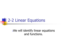 2-2 Linear Equations