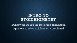 Intro to Stoichiometry