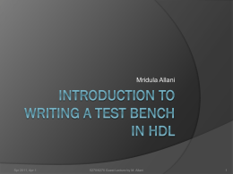 Guest Lecture by M. Allani: Introduction to Writing a Test Bench in HDL