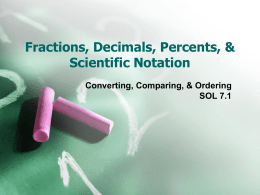 Fractions, Decimals, Percents, & Scientific Notation