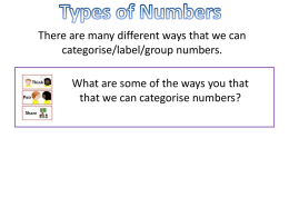 Types of Numbers - Odd, Even Square, Triangle, Prime & Composite