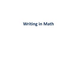 Writing in Math