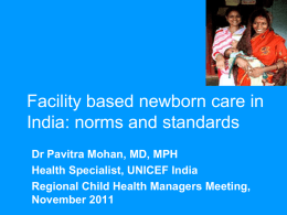 Scaling up facility based newborn care in India