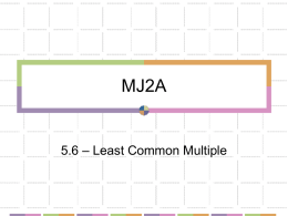 MJ2A - Ch 5.6 Least Common Multiple LCM