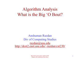 Algorithm Analysis - Arizona State University