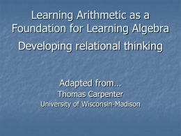 From Arithmetic to Algebraic Reasoning