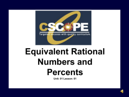 Equivalent Rational Numbers and Percents Unit: 01 Lesson: 01