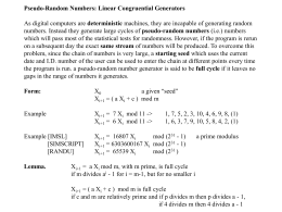 Pseudo-Random Numbers: Linear Congruential Generators As
