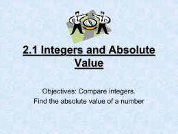 Lesson 3.1: Integers and Absolute Value
