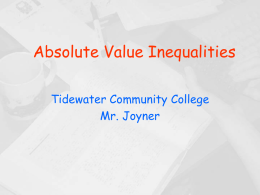 Absolute Value Inequalities - Tidewater Community College