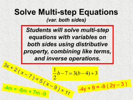 Solve Multi-step Equations (var. both sides)
