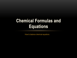 Chemical Formulas - Mr. Stewart's Science Classes