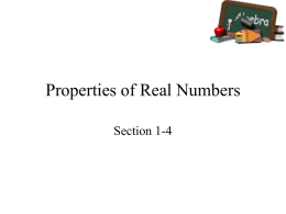 Properties of Real Numbers - William H. Peacock, LCDR USN