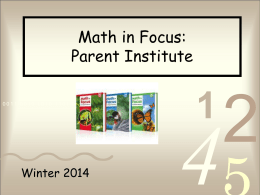 Math in Focus Parent Institute