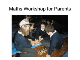 Maths Workshop for Parents - Welcome to Katherine Semar