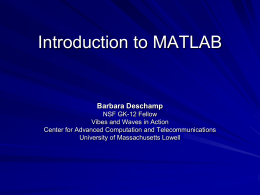 Matlab Introduction - University of Massachusetts Lowell