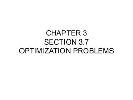 CHAPTER 3 SECTION 3.7 OPTIMIZATION PROBLEMS
