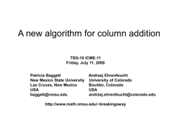 A new algorithm for column addition