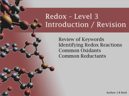 Redox – Level 3 Introduction / Revision
