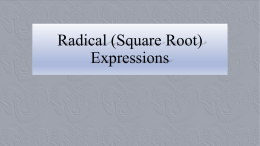 Radical (Square Root) Expressions