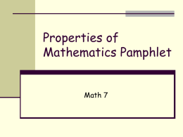 Properties of Mathematics Pamphlet