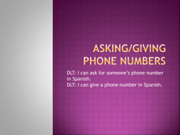 Asking/Giving Phone numbers