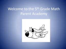 Welcome to the 5th Grade Math Parent Academy