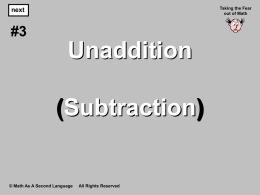 2. Unaddition (Subtraction) Using Tiles