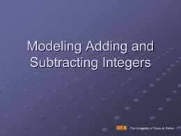 Modeling Addition and Subtraction of Integers